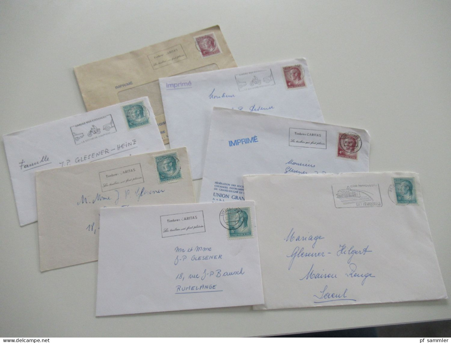 Luxemburg 1980 / 1981 Kleines Lot 7 Belege / Stempel Timbre Caritas Usw. - Cartas & Documentos