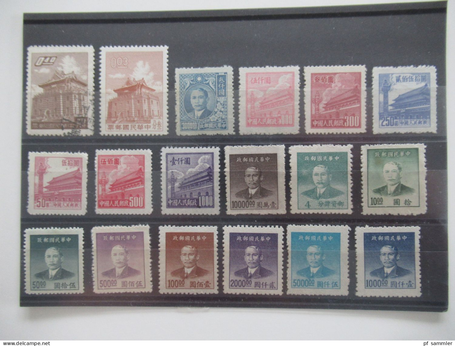 China / VR China kleines Lot mit 10 Steckkarten uns insgesamt 136 Marken viel 1950 / 60er Jahre * / o Fundgrube ??!!