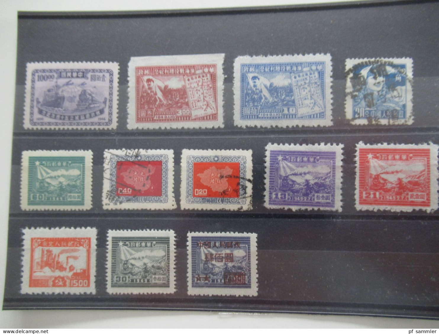 China / VR China kleines Lot mit 10 Steckkarten uns insgesamt 136 Marken viel 1950 / 60er Jahre * / o Fundgrube ??!!