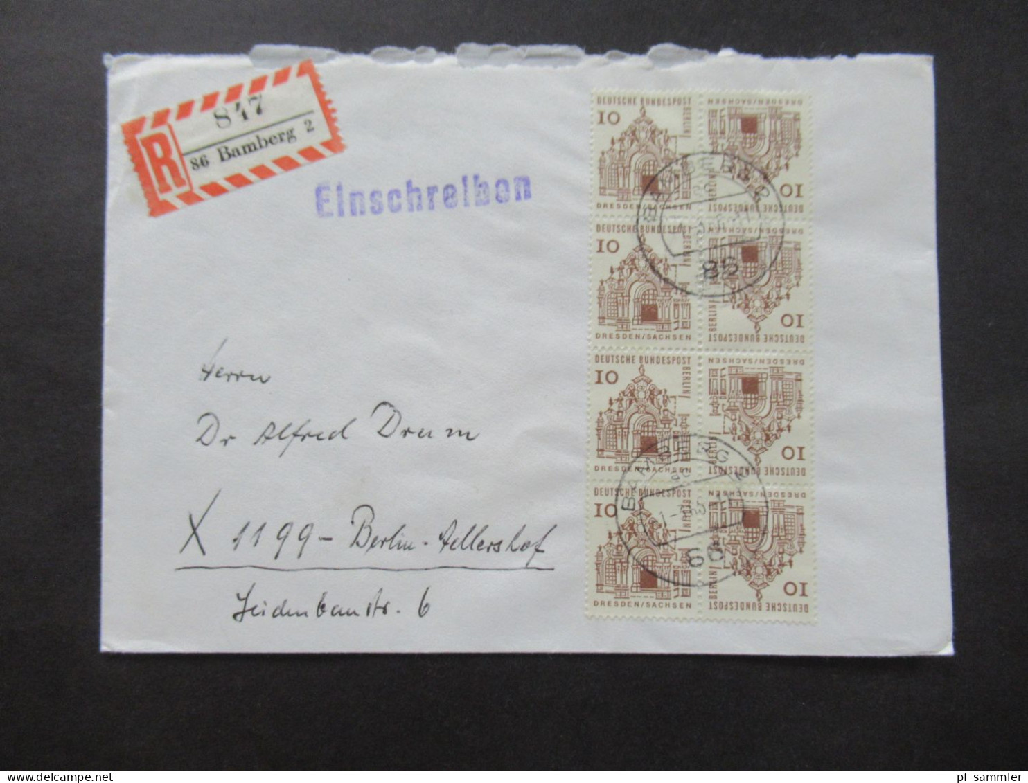 Berlin Freimarken Deutsche Bauwerke Mi.Nr.242 Zusamendrucke Aus MHB / ZD K4 (Kehrdruck) 4 Belege Einschreiben Bamberg - Storia Postale