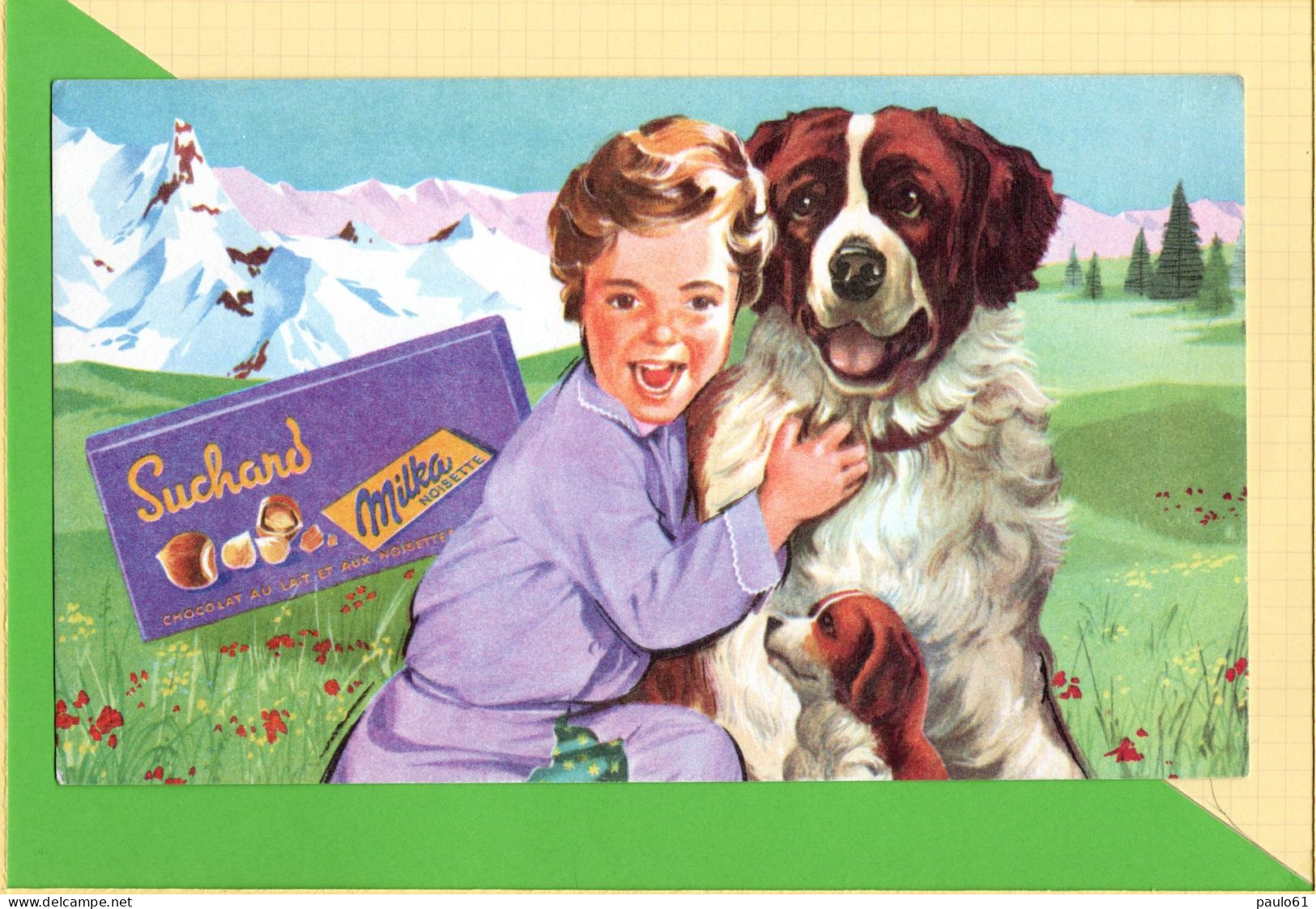 Buvard & Blotting Paper : Chocolat SUCHARD Enfant Et Chien En Pose - Chocolat