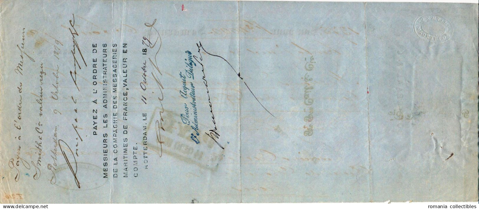 Netherlands East Indies, 1879, Vintage Cheque Order / Promissory Note - Samarang - Revenue Fiscal Stamp / Cinderella - Chèques & Chèques De Voyage