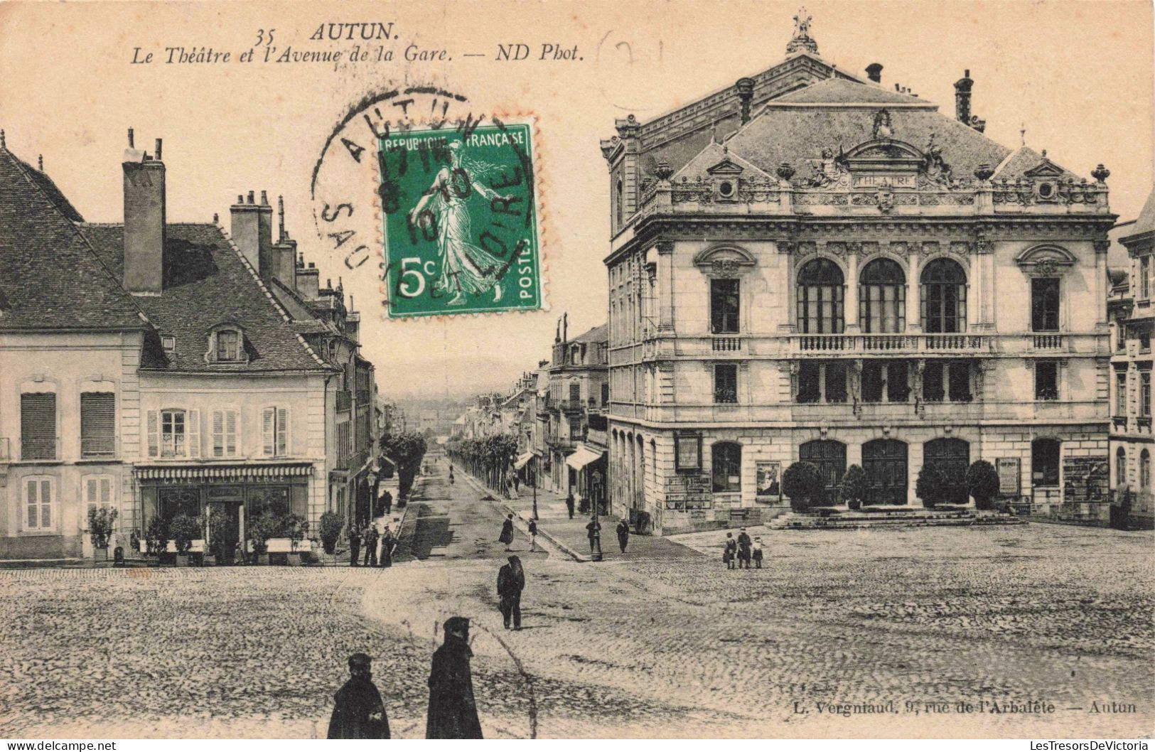 FRANCE - AUTUN - Le Théâtre Et L'Avenue De La Gare - ND Phot - Avenue - Gare - Animé - Carte Postale Ancienne - Autun