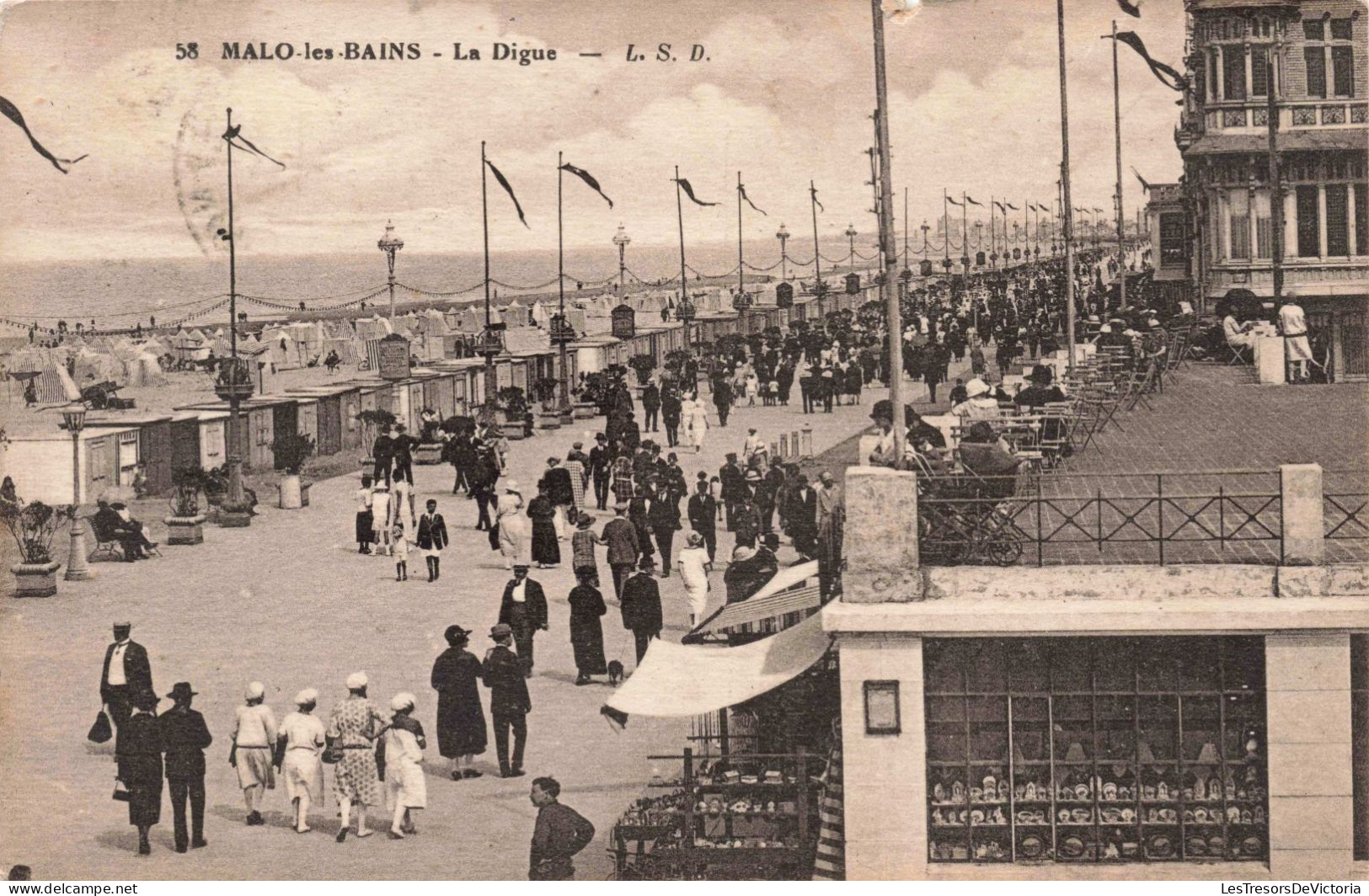 FRANCE - Dunkerque - MALO LES BAINS - La Digue - L.S.D. - Terrasse - Mer - Animé - Carte Postale Ancienne - Dunkerque