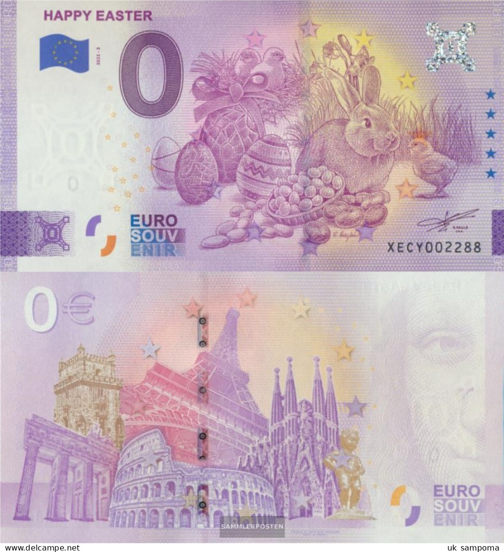 All World Souvenirschein Happy Easter Uncirculated 2022 0 Euro Happy Easter - Kilowaar - Bankbiljetten