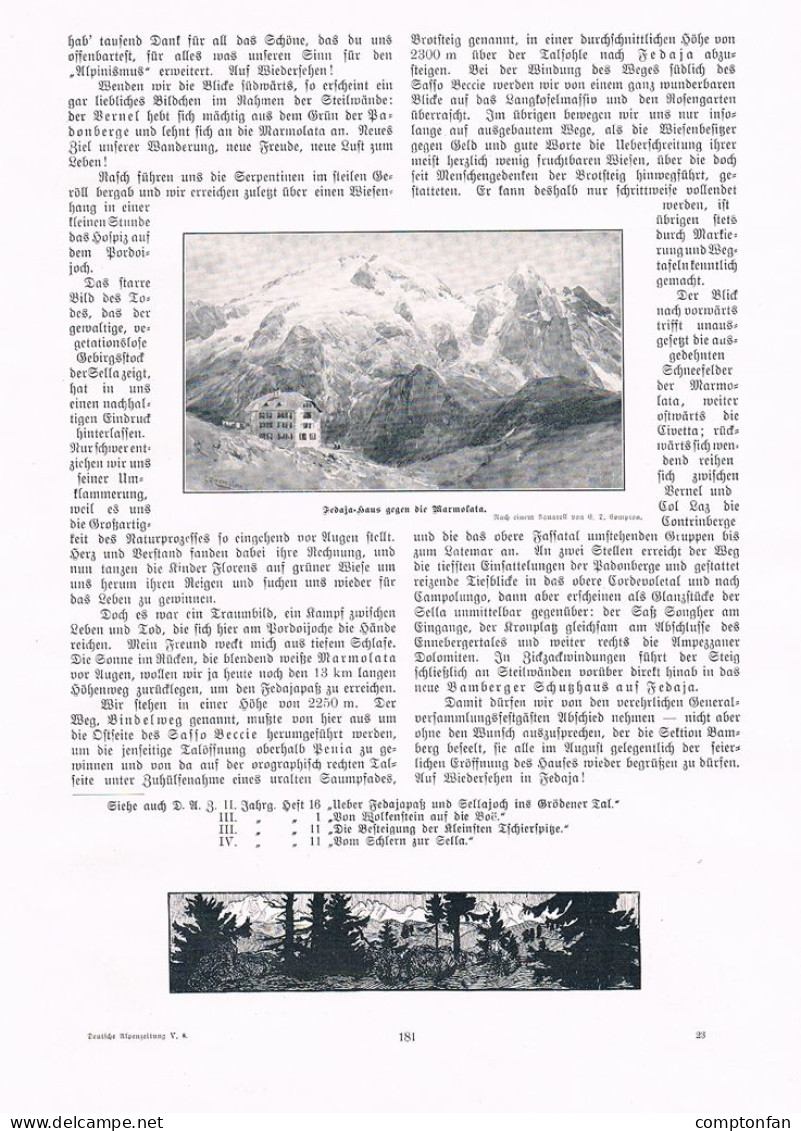 A102 1382 Bindel Sella Dolomiten Bamberger Hütte Alpenverein Trentino Artikel / Bilder 1905 - Autres & Non Classés