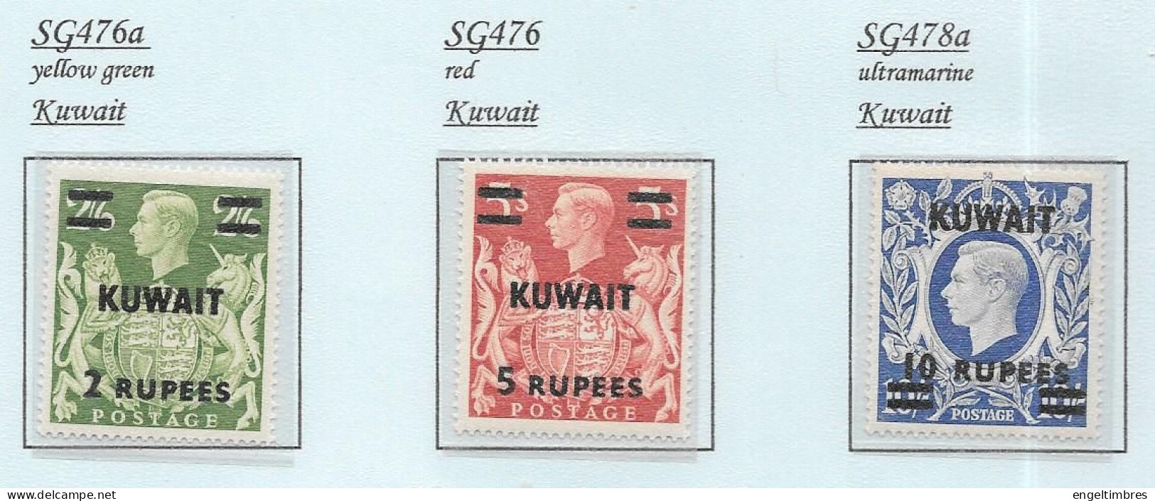 GB George Vl -   "ARMS"  KUWAIT  -  High Values (3)   MINT HINGED - See Scans - Neufs