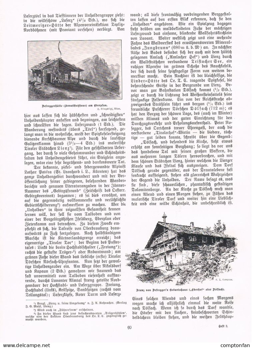 A102 1387 Compton Dölsach Unholden Anna-Schutzhaus Lienz Artikel / Bilder 1906 - Sonstige & Ohne Zuordnung