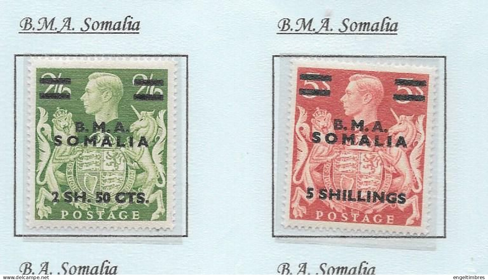 GB George Vl -   "ARMS"  BMA SOMALIA -  High Values (2) MINT HINGED   - See Scans - Neufs