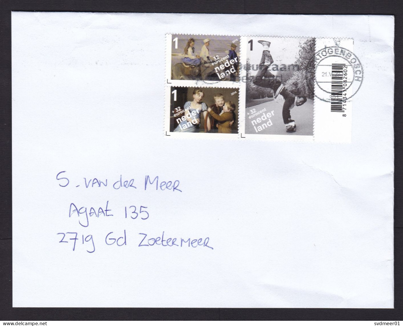 Netherlands: Cover, 2023, 3 Charity Stamps, Children, Photography, History, Skateboard (cover Is Shortened At 2 Sides) - Lettres & Documents