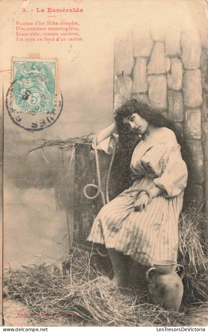 CPA - La Esméralda - Jeune Fille - Paille - Corde - Cruche - Phototypie A. Bergeret & Cie Nancy - Carte Postale Ancienne - Fairy Tales, Popular Stories & Legends