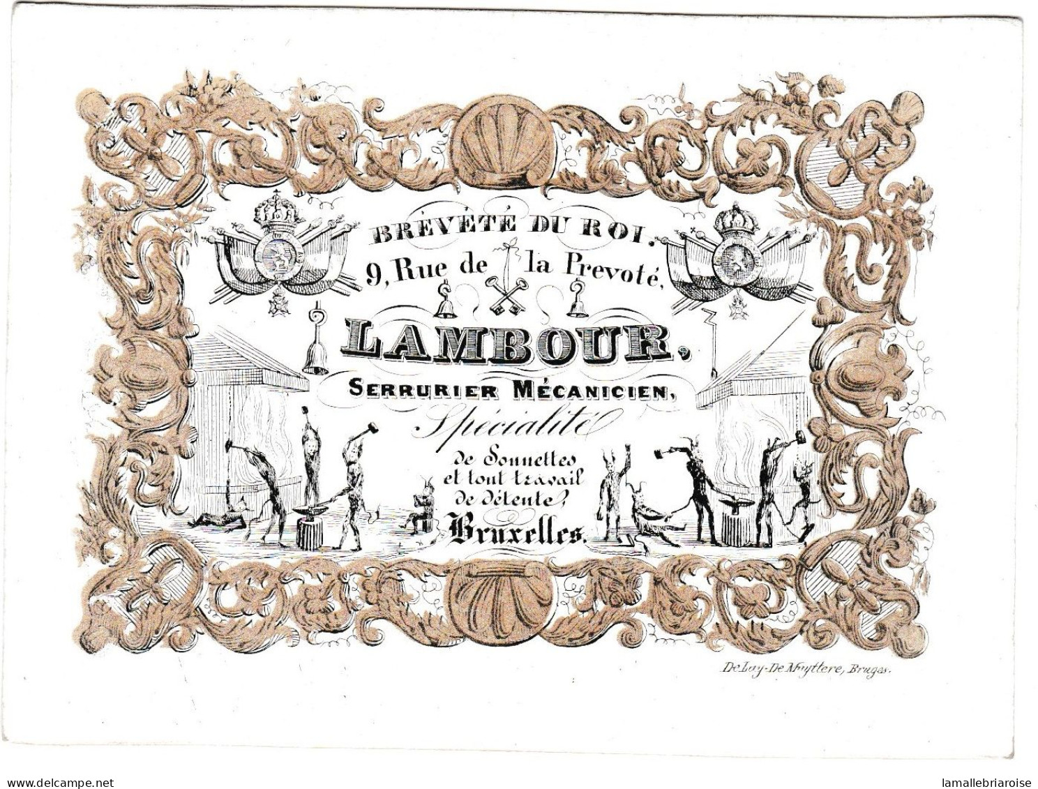 Belgique, Carte Porcelaine, Lambour, Serrurier Breveté Du Roi, Bruxelles, Dim:115x84mm - Porcelana