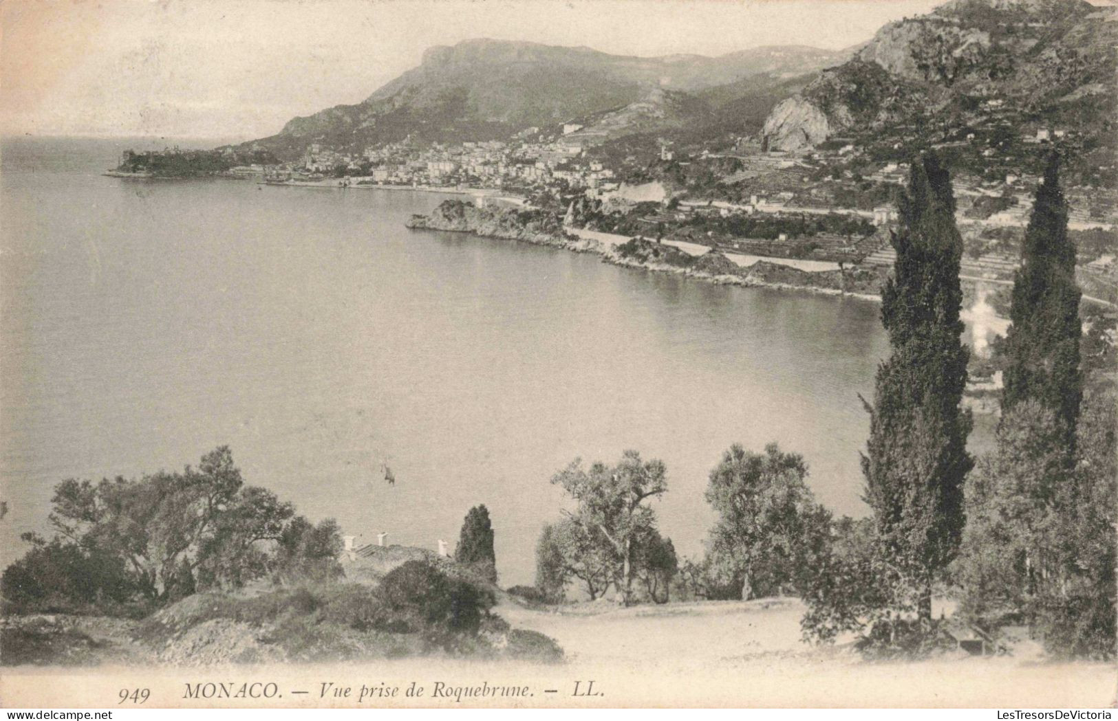 MONACO - Vue Prise De Roquebrune - LL - Plage - Bord De Mer - Carte Postale Ancienne - Viste Panoramiche, Panorama