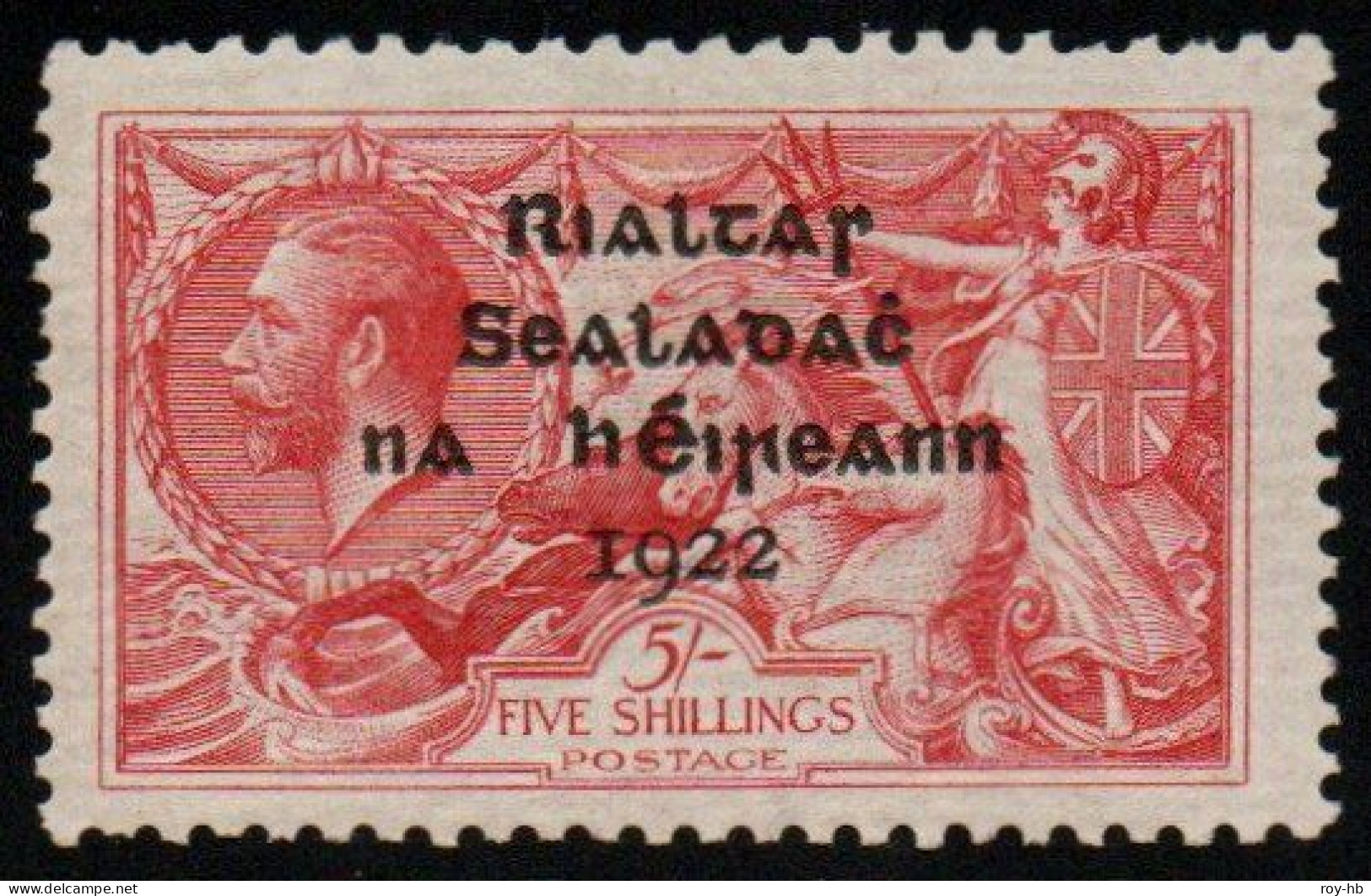 1922 Dollard 5/- With Overprint Double, Once Albino, Fine Mint, With Certificate. RR! - Unused Stamps