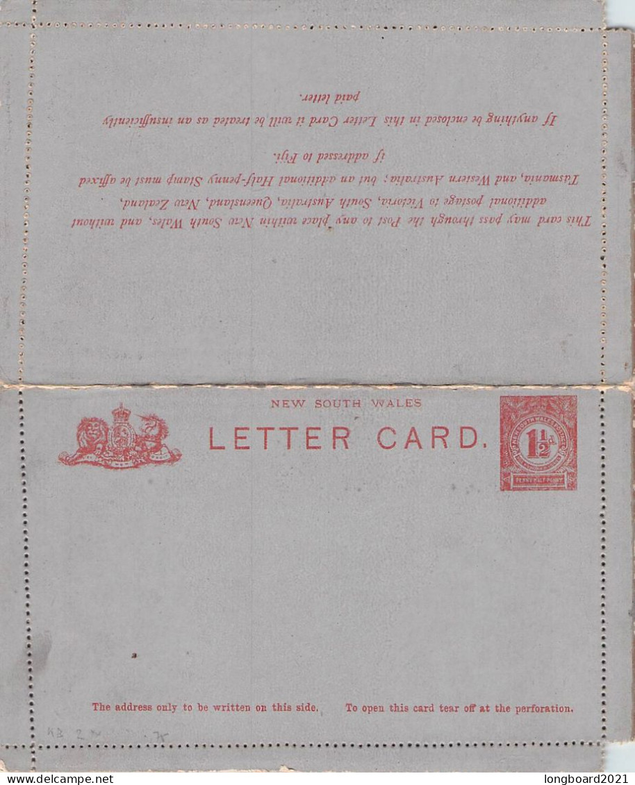 NEW SOUTH WALES - LETTER CARD 1 1/2d / *192 - Storia Postale