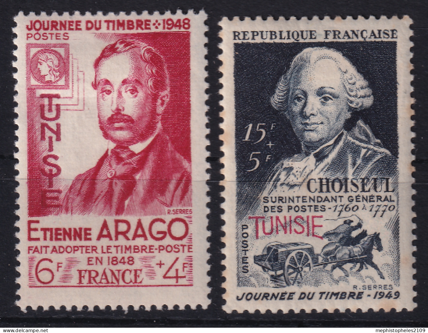 TUNISIE 1948/49 - MLH - YT 324, 328 - Neufs