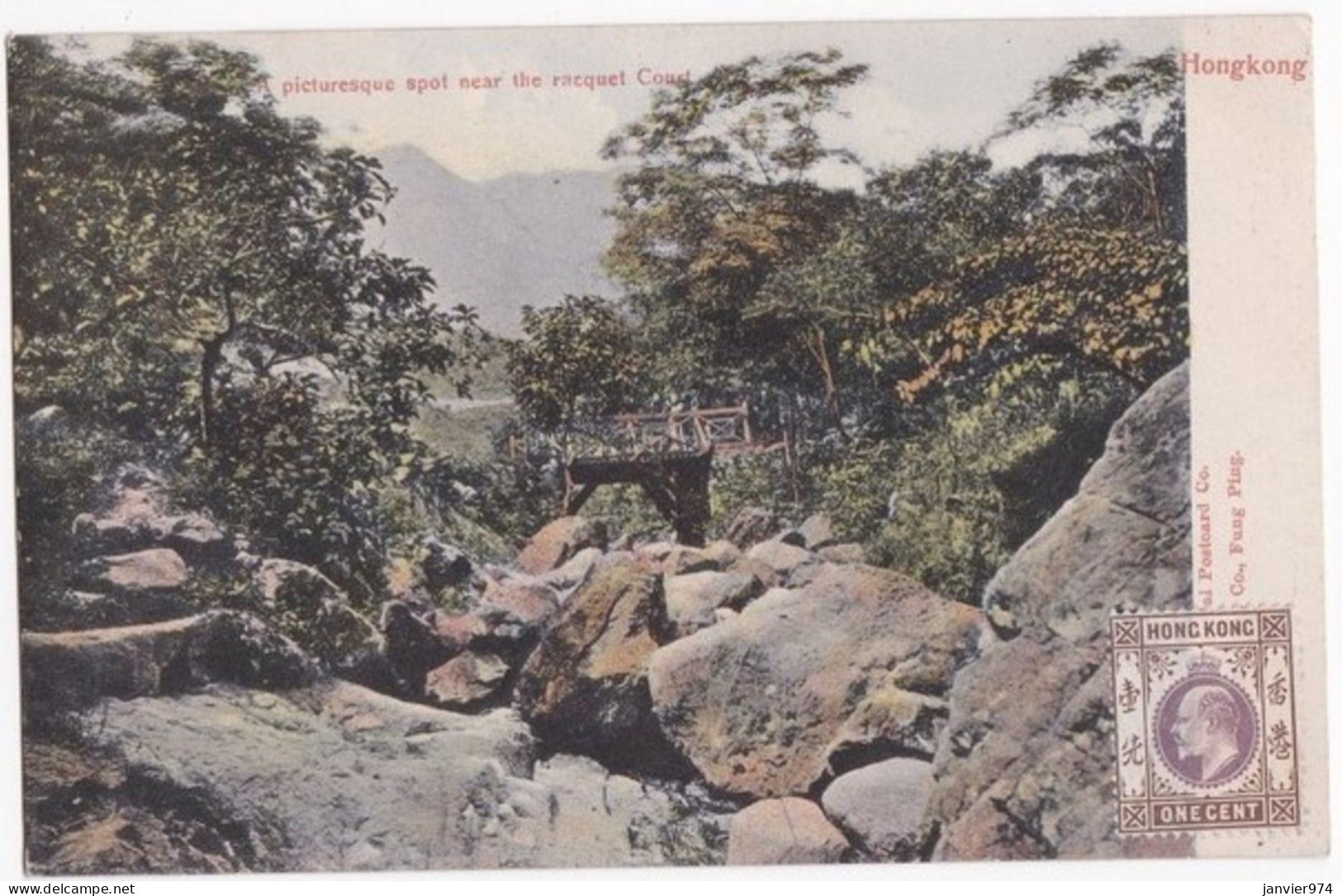 CPA Chine . Hong Kong . A Picturesque Spot Near The Racquet Court. Timbre Edward VII - Chine