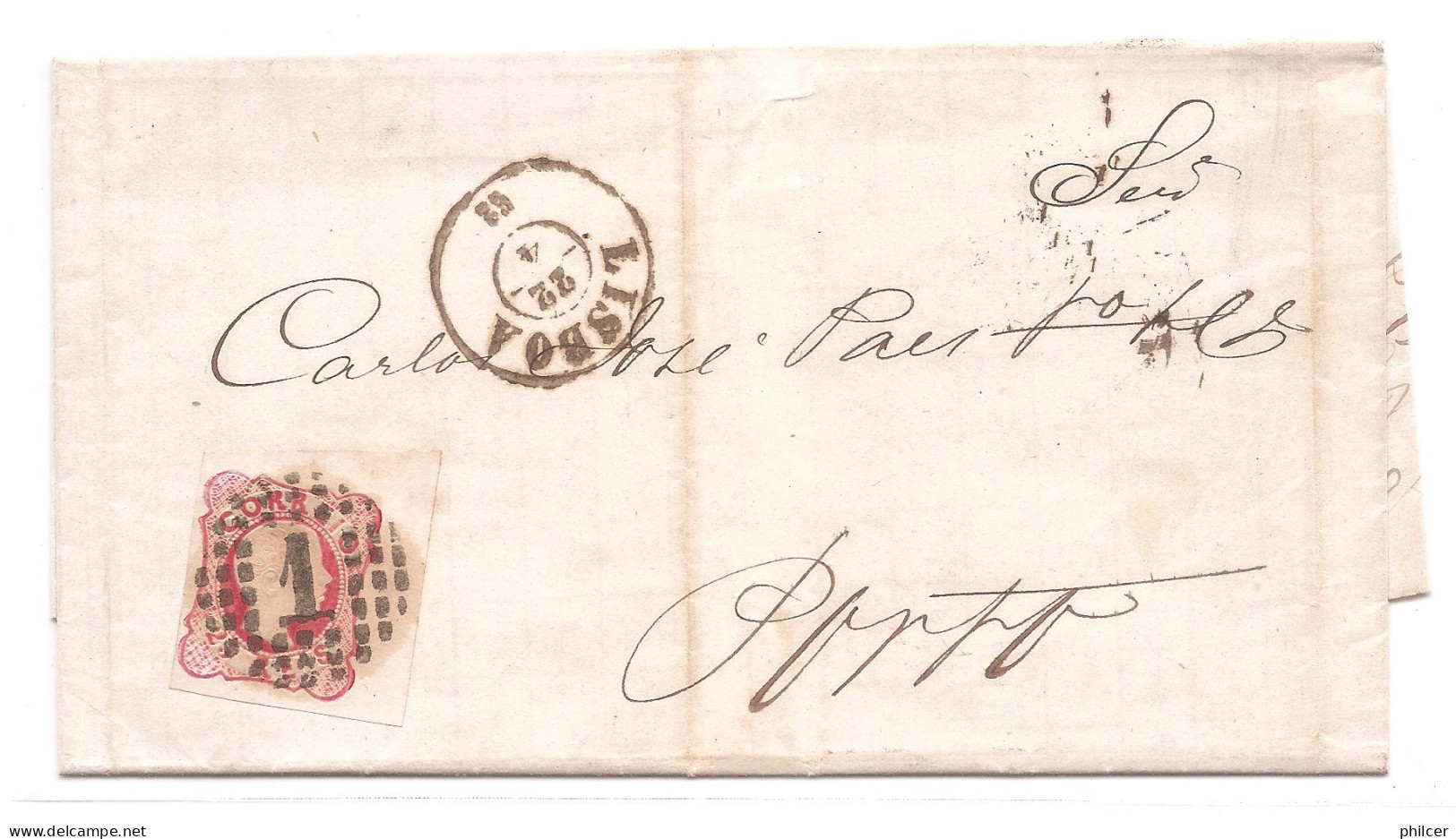 Portugal, 1862, # 13, Para O Porto - Briefe U. Dokumente