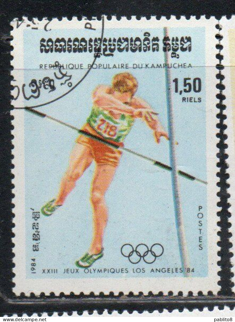 CAMBODIA KAMPUCHEA CAMBOGIA 1984 SUMMER OLYMPIC GAMES LOS ANGELES BIATHLON 1.50r USED USATO OBLITERE' - Kampuchea