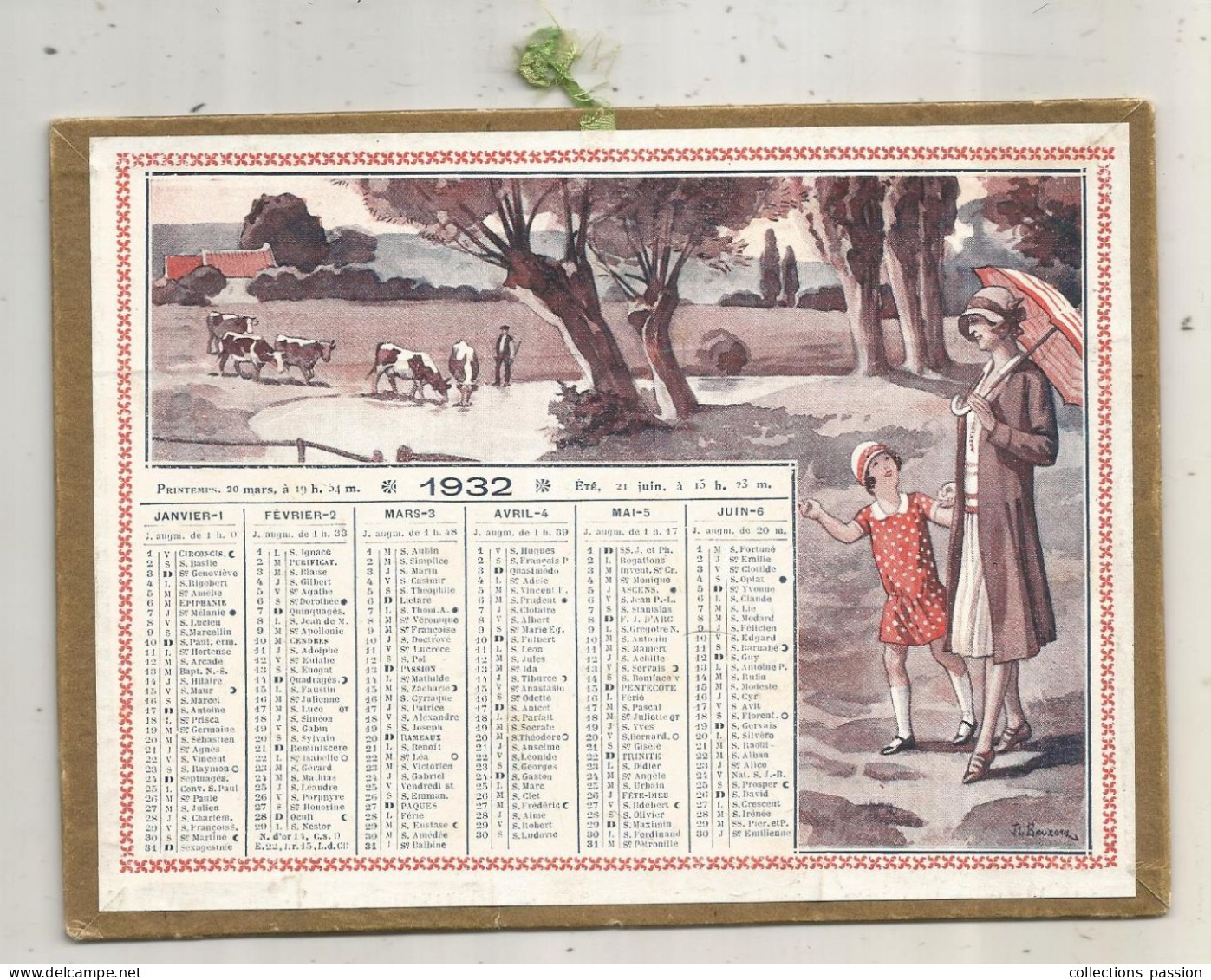 Calendrier , 170 X 125 Mm, 1932, Illustrateur , Signé, Frais Fr 2.45 E - Kleinformat : 1921-40