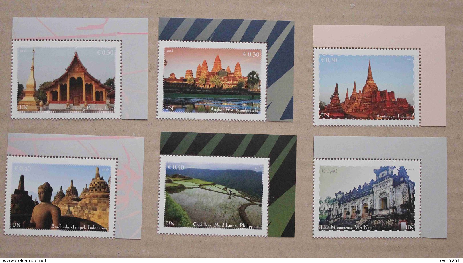 Vi15-02 : Nations-Unies Vienne - Patrimoine Mondial, Asie Du Sud-Est Avec Bdf - Unused Stamps
