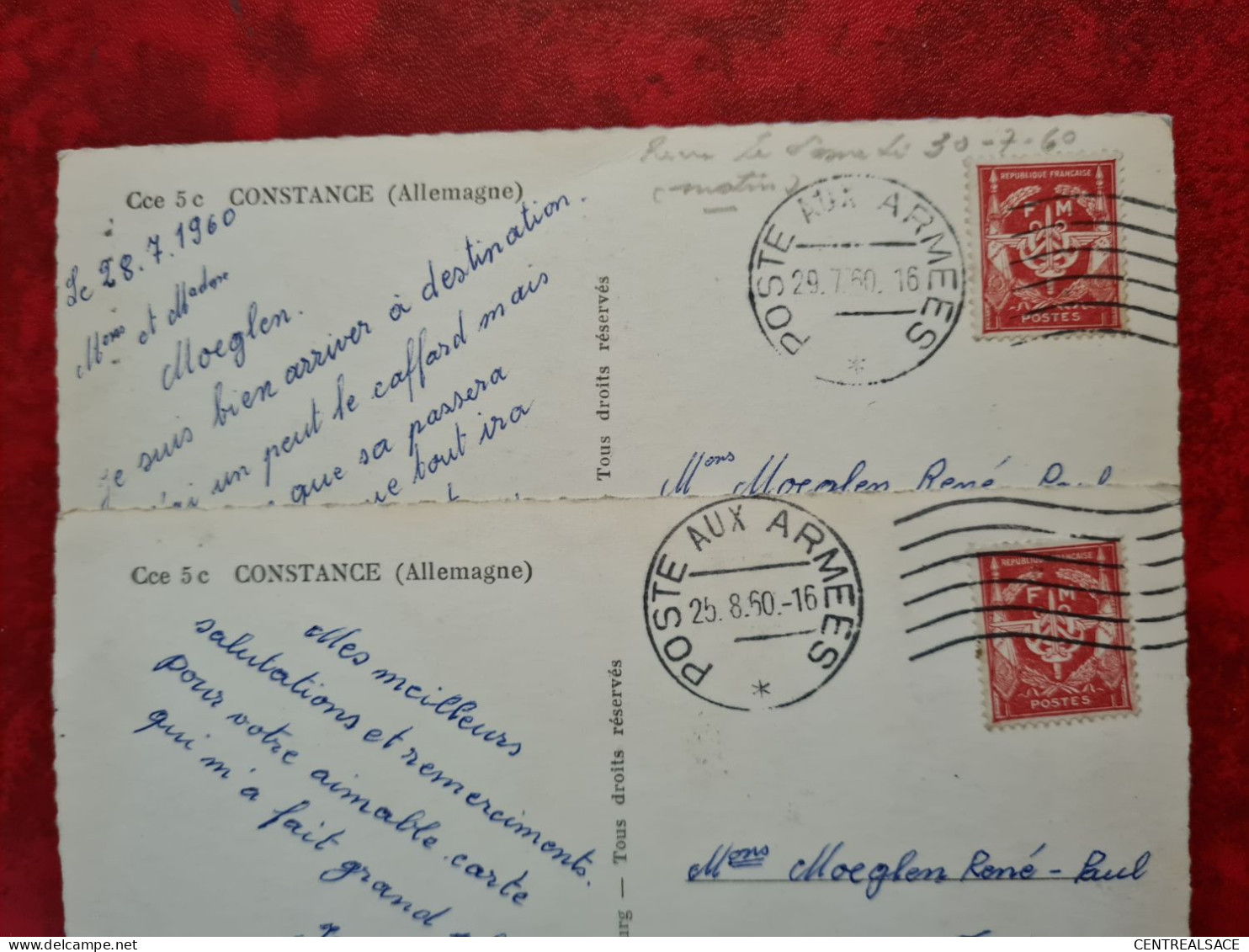 CONSTANCE POSTE AUX ARMEES 1960 F. M . LES 2 - Andere & Zonder Classificatie