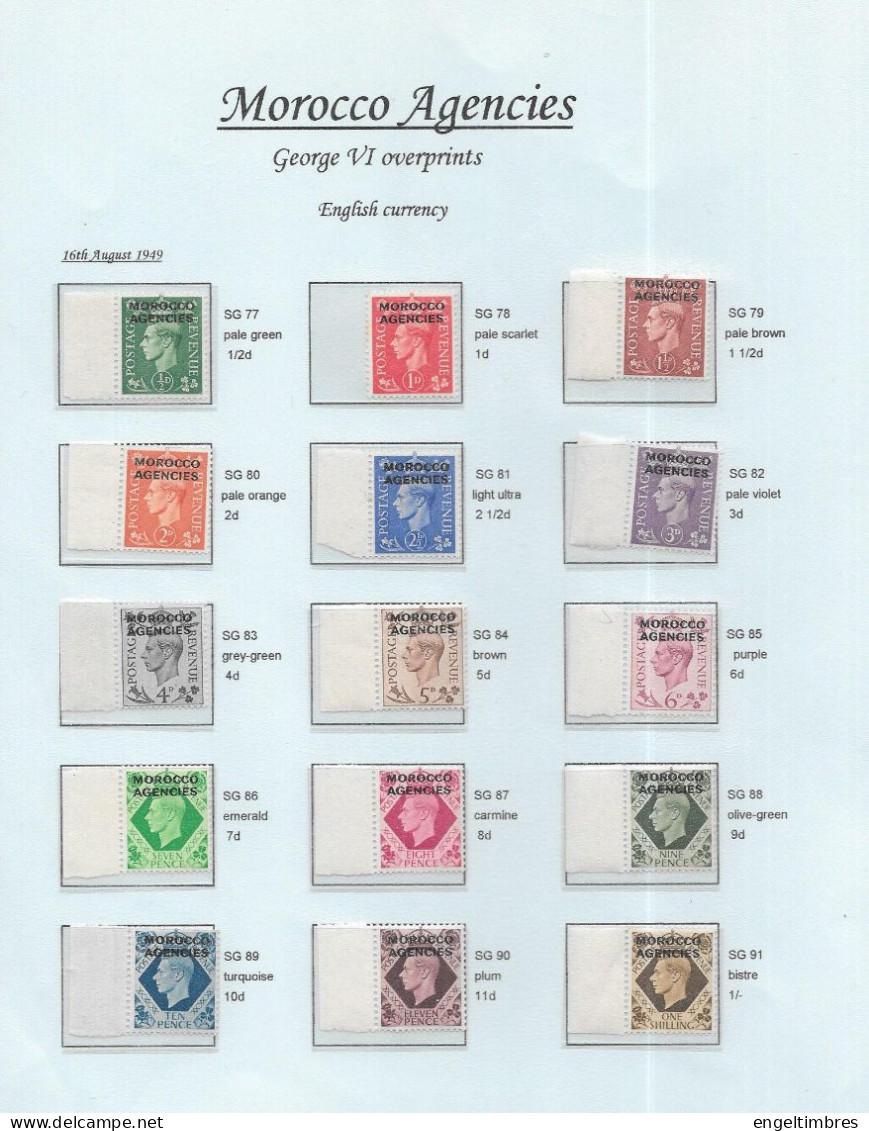 GB GEORGE 6th  - Morocco Agencies Overprints SG 77/91 Mint Hinged - Unused Stamps