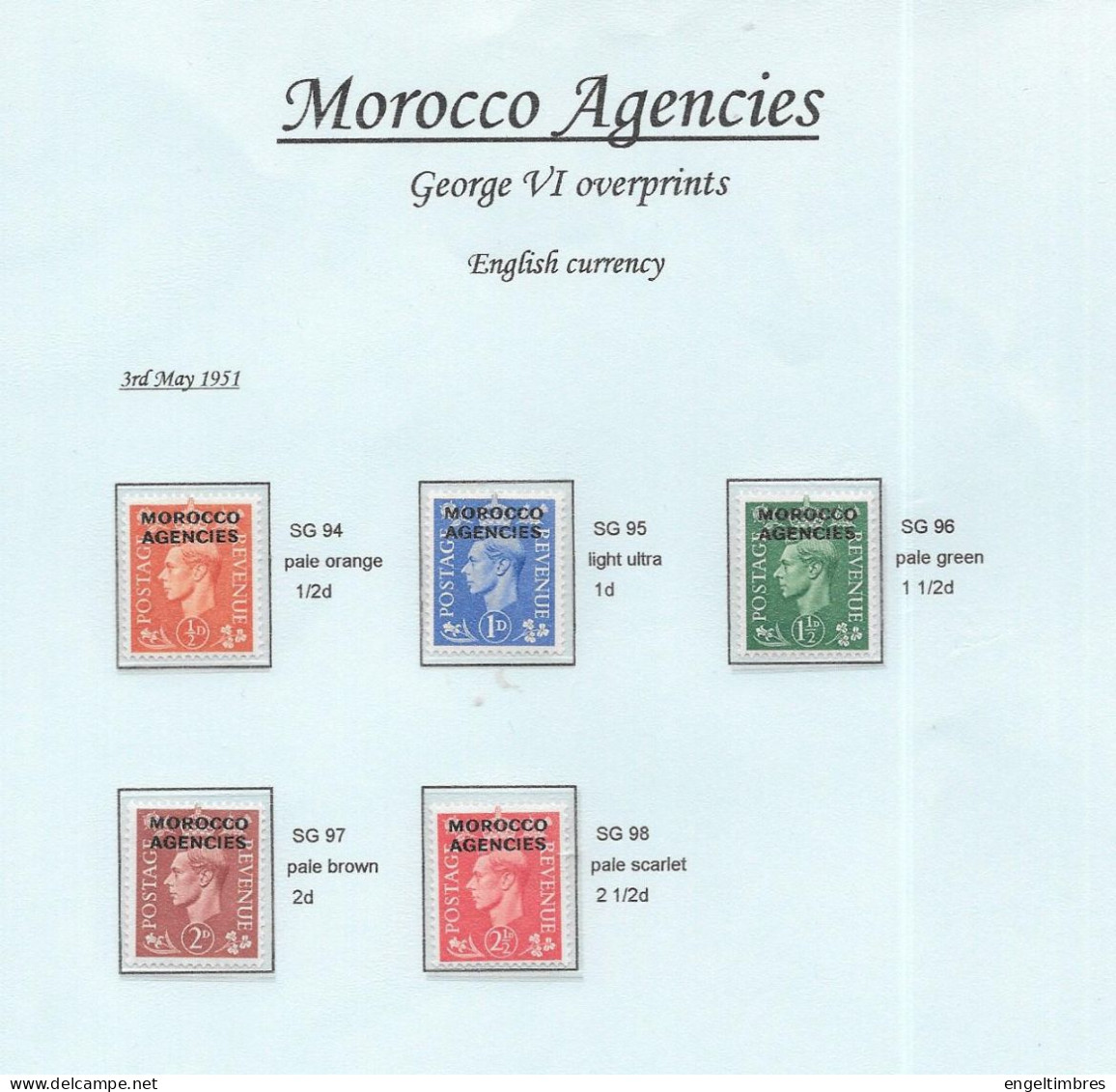 GB GEORGE 6th  - Morocco Agencies Overprints SG 94/98  U/M - Unused Stamps