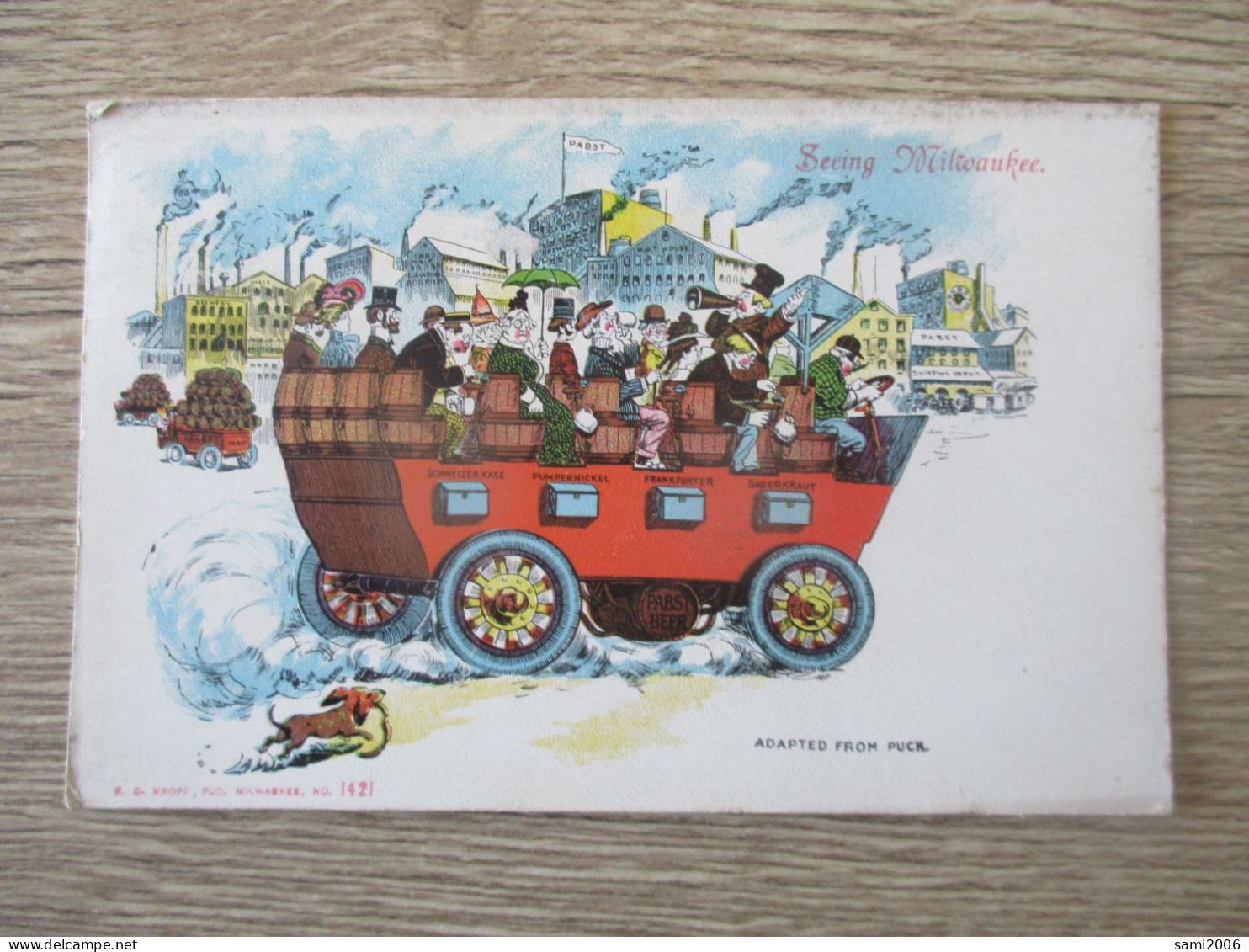 CPA ILLUSTREE HUMORISTIQUE SEEING MILWAUKEE VOITURE BARRIQUES ANIMEE - Milwaukee