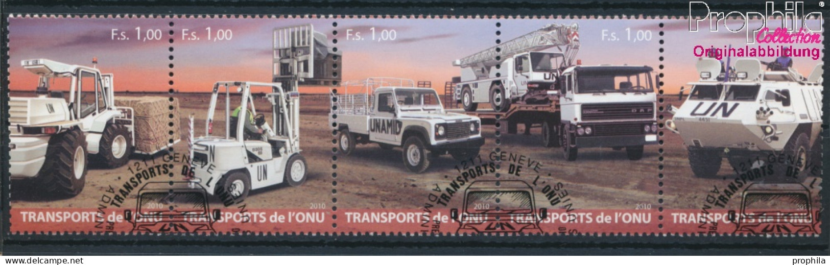 UNO - Genf 720-724 Fünferstreifen (kompl.Ausg.) Gestempelt 2010 Transportmittel (10054811 - Used Stamps