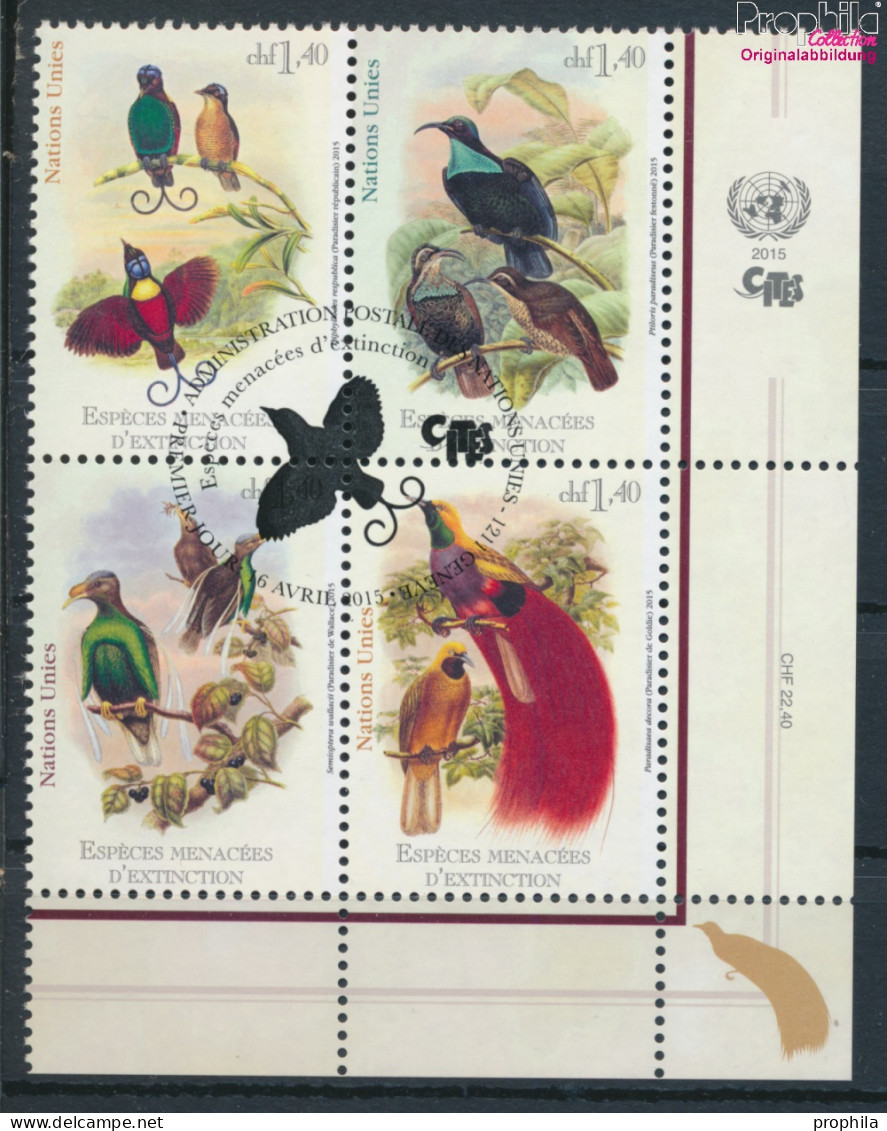 UNO - Genf 908-911 Viererblock (kompl.Ausg.) Gestempelt 2015 Paradiesvögel (10054805 - Used Stamps