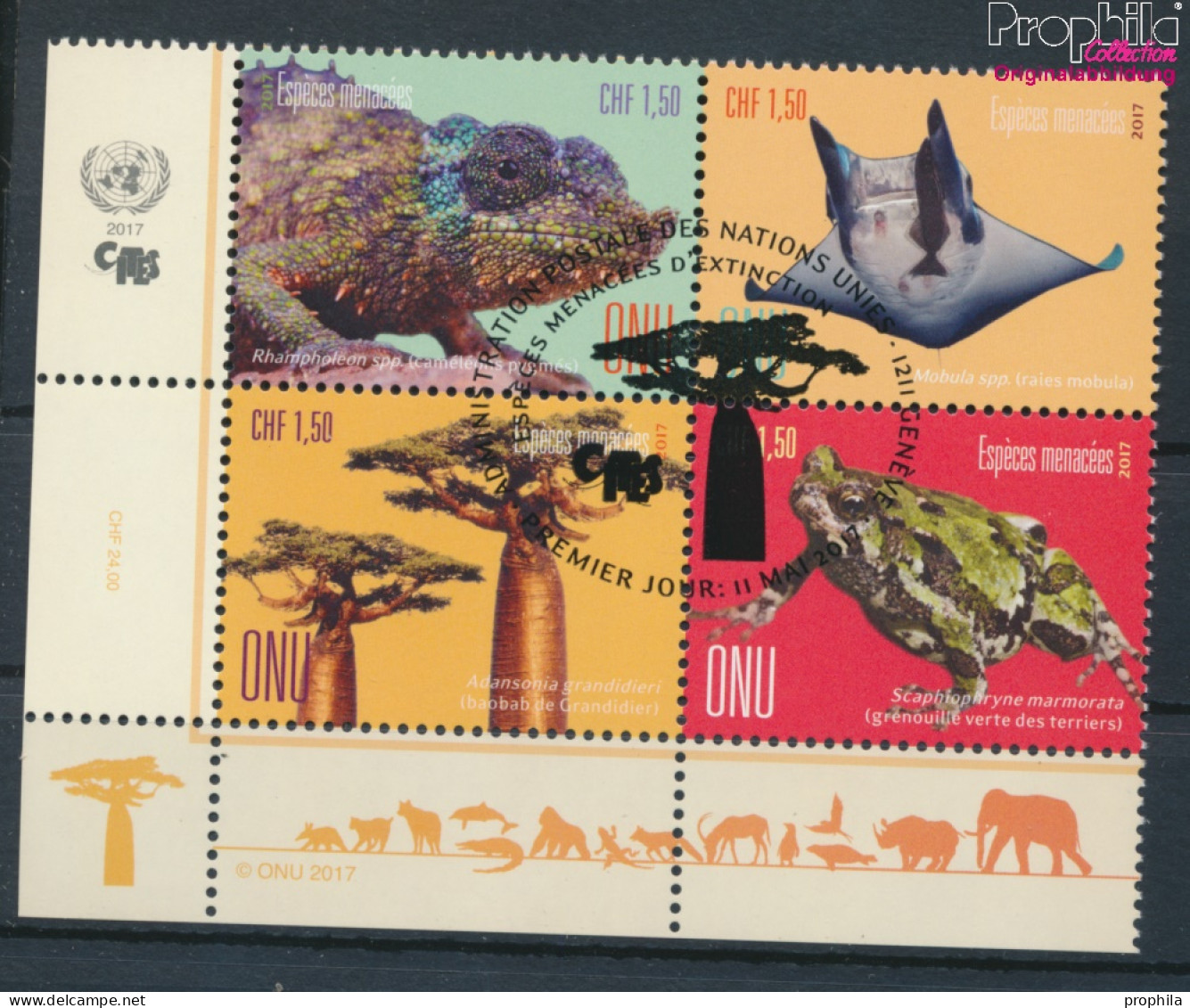 UNO - Genf 1004-1007 Viererblock (kompl.Ausg.) Gestempelt 2017 Gefährdete Arten (10054794 - Used Stamps