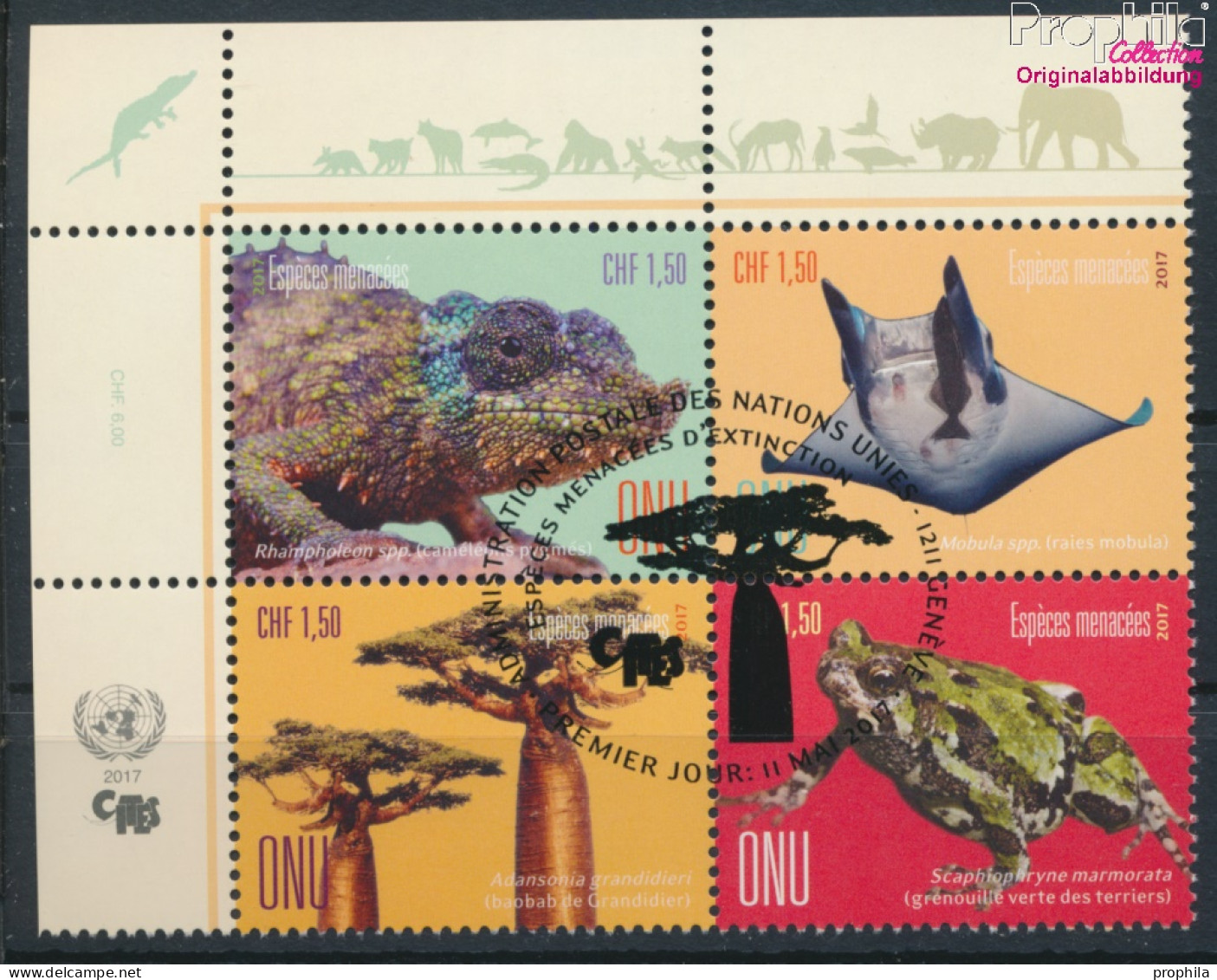 UNO - Genf 1004-1007 Viererblock (kompl.Ausg.) Gestempelt 2017 Gefährdete Arten (10054796 - Used Stamps