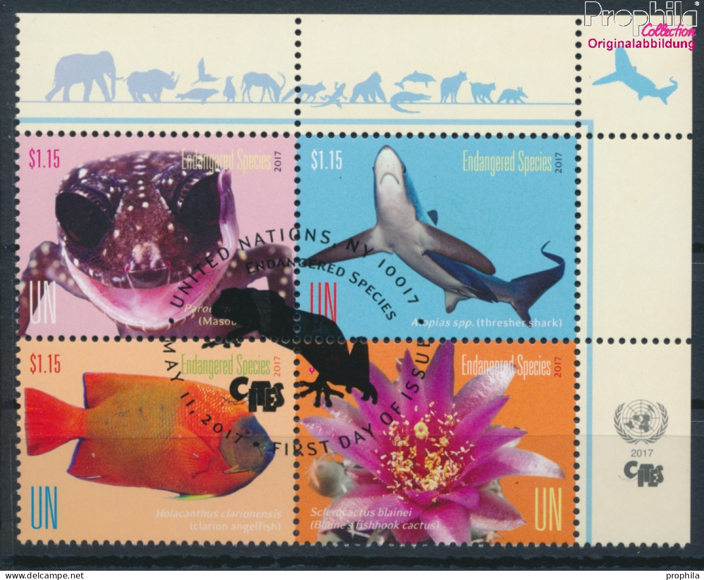 UNO - New York 1614-1617 Viererblock (kompl.Ausg.) Gestempelt 2017 Gefährdete Arten (10054745 - Used Stamps