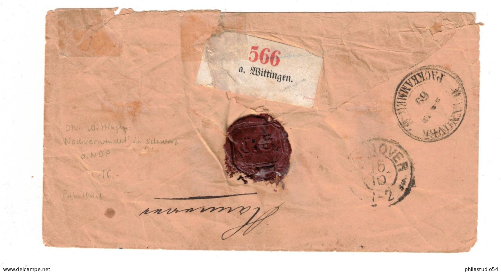 1869, Paketbegleitung Ab WITTINGEN Nach Hannover - Cartas & Documentos