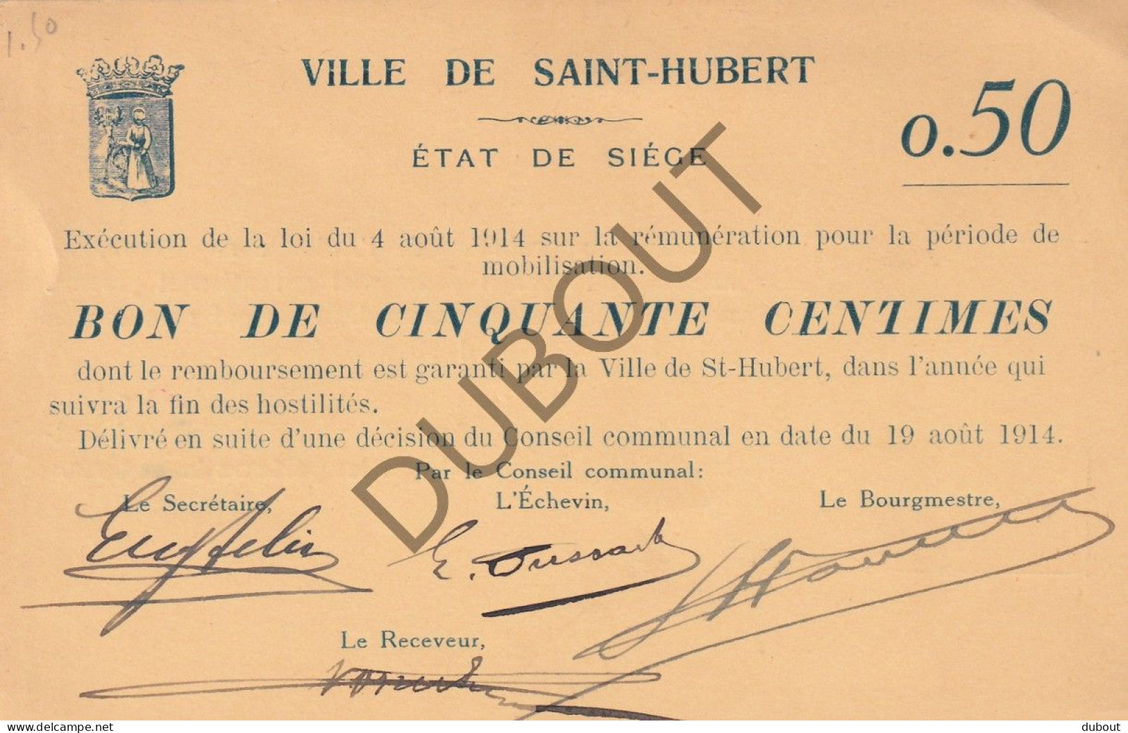 Saint-Hubert, Luxemburg - Noodgeld/Argent De Nécessité - WOI (C4367) - Other & Unclassified