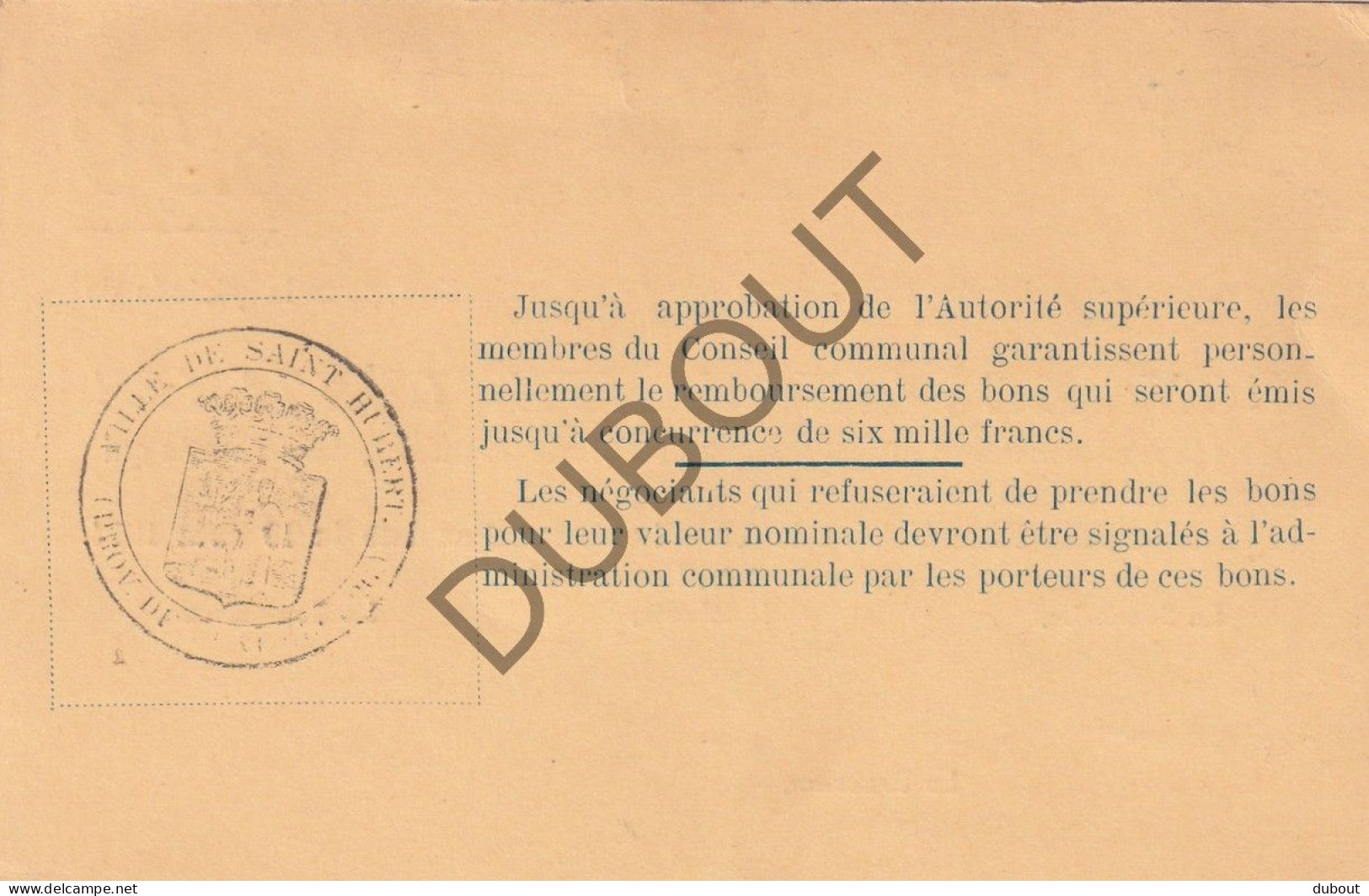 Saint-Hubert, Luxemburg - Noodgeld/Argent De Nécessité - WOI (C4367) - Other & Unclassified