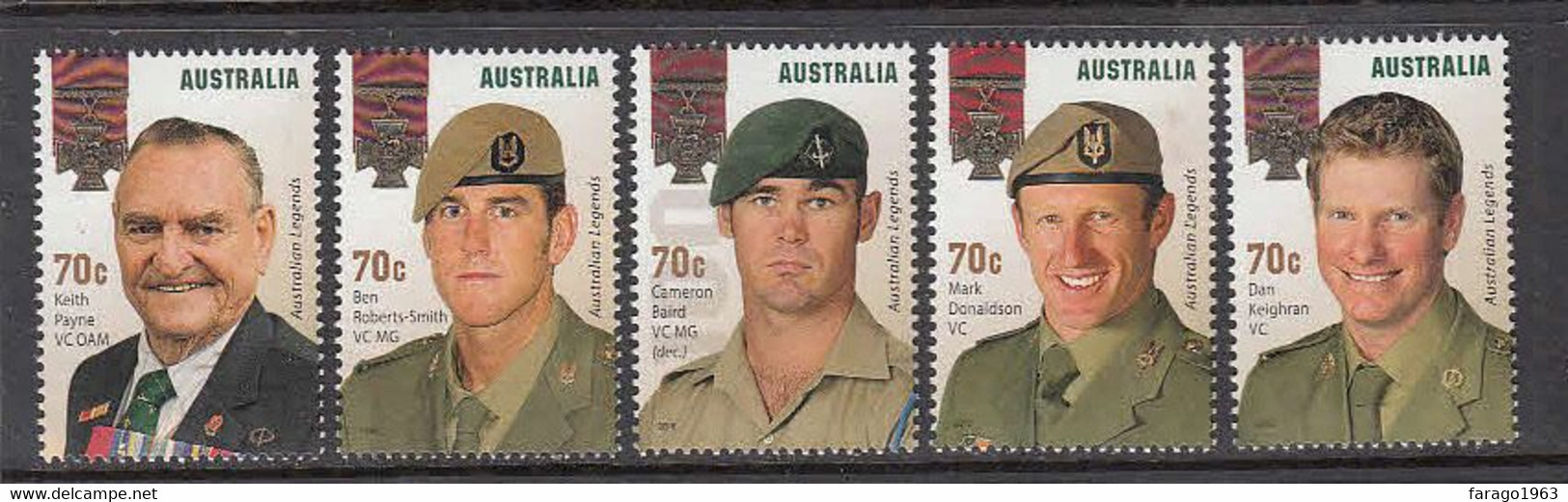 2015 Australia Victoria Cross Recipients Military Complete Set Of 5 MNH  @ BELOW FACE VALUE - Mint Stamps
