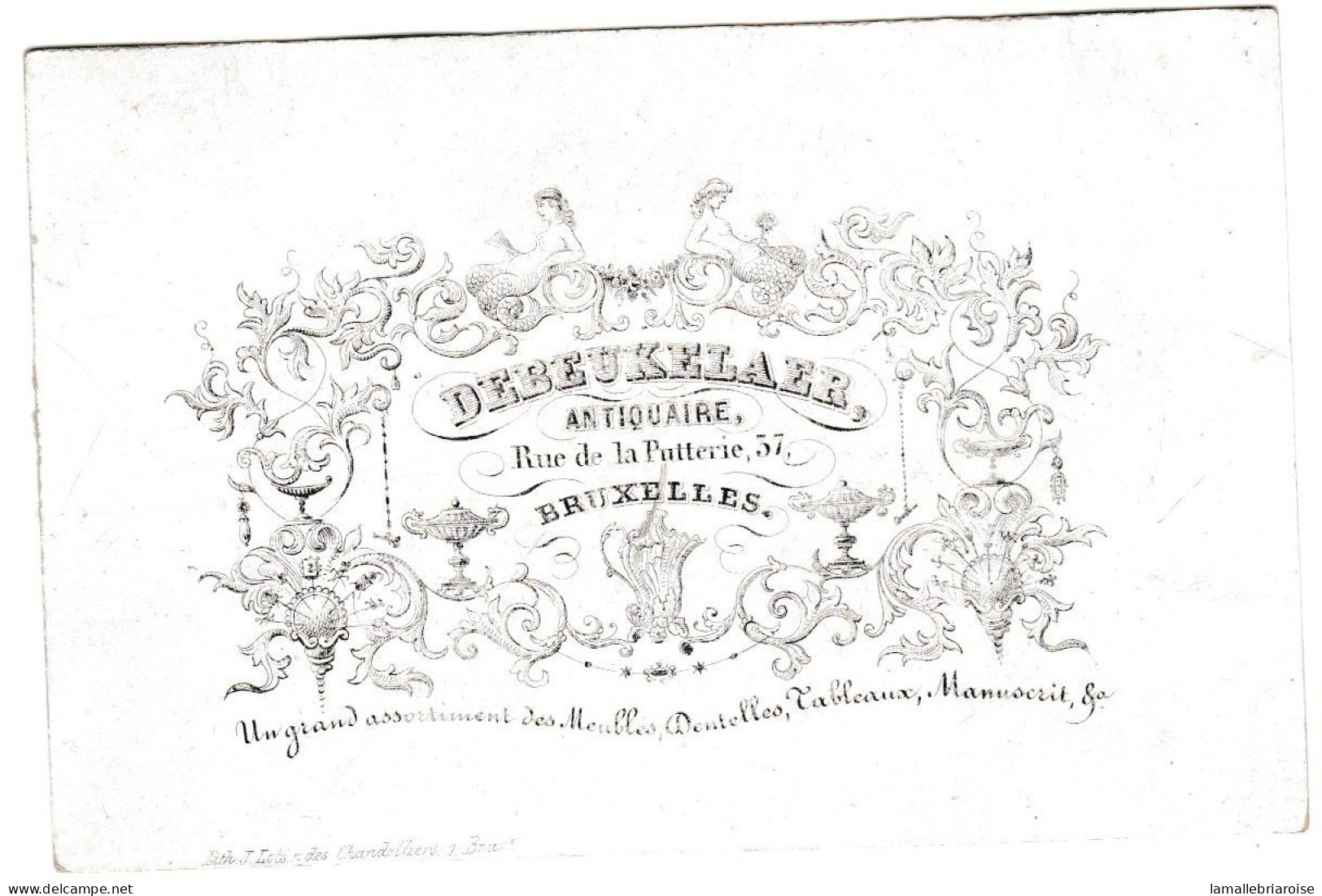 Belgique, Carte Porcelaine,Debeuklaer, Antiquaire, Bruxelles, Dim:97x64mm - Porcelaine