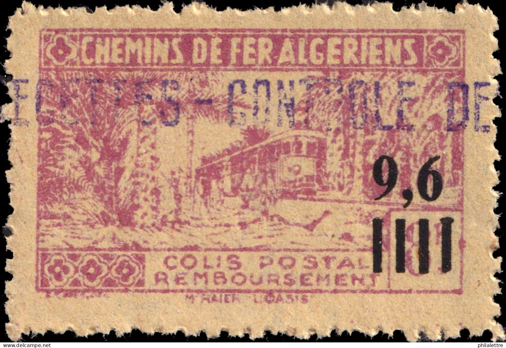ALGÉRIE - 1944-45 - Colis-Postaux Yv.139 - 9,6 Sur 8f Lilas - Neuf** - Paketmarken