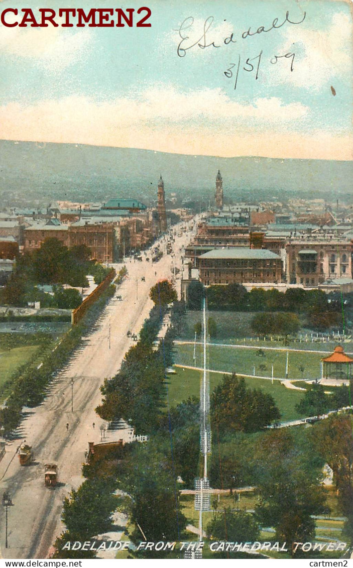 ADELAIDE FROM THE CATHEDRAL TOWER + ERNEST SIDDALL EXCHANGE STAMP PHILATELIE OCEANIE  - Adelaide