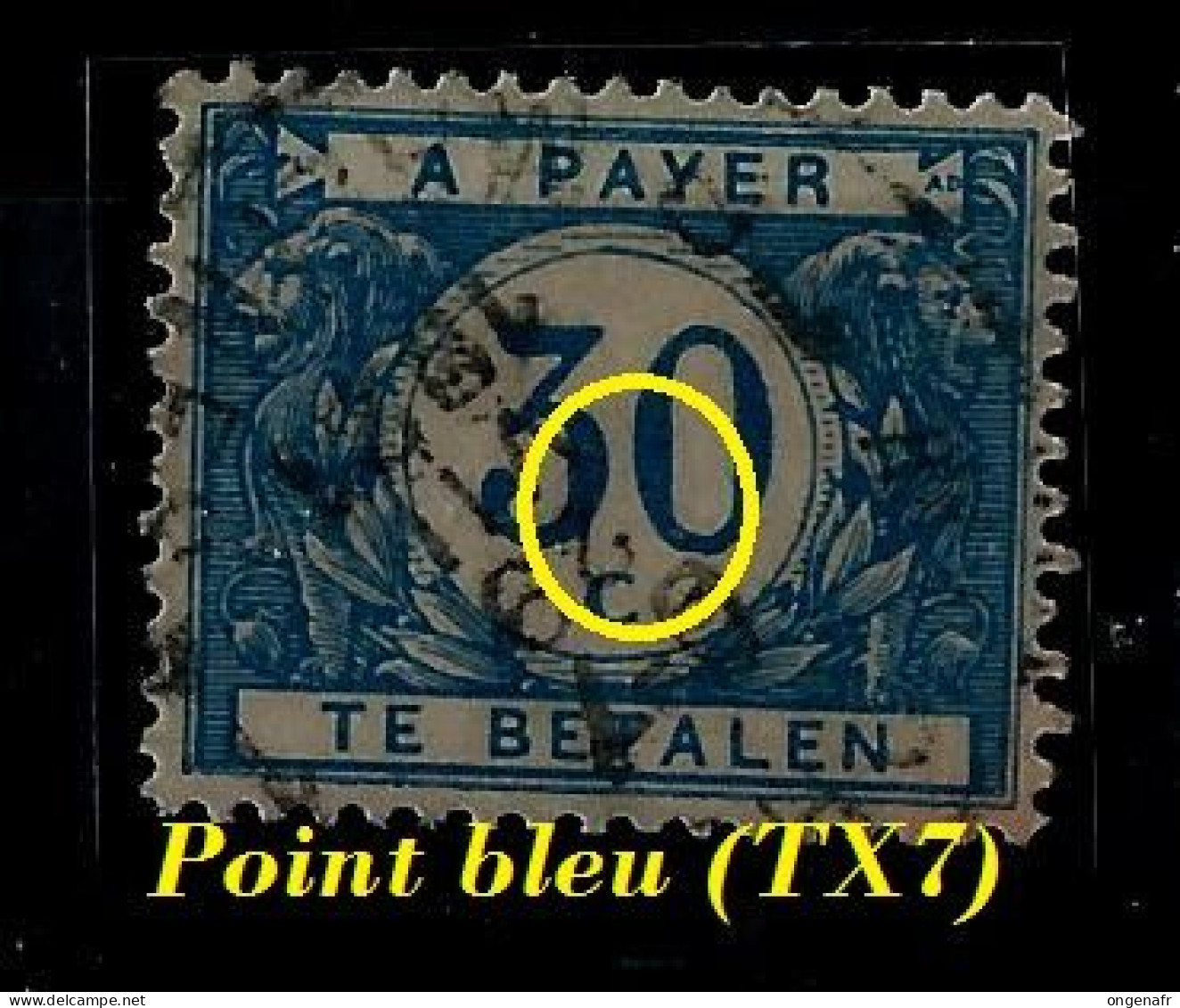 Taxe N° 7 Obl . - Point Bleue Entre 3 Et 0 - Andere & Zonder Classificatie