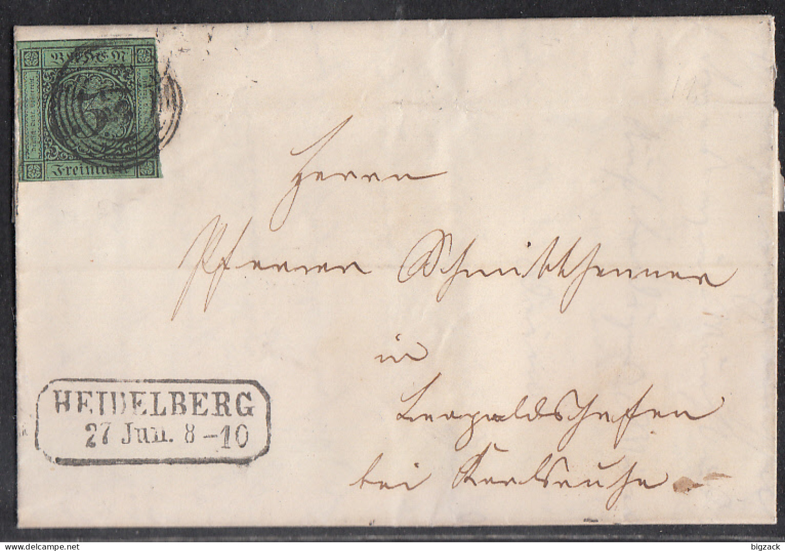 Baden Brief EF Minr.3 Heidelberg 27.6.(1856) Mit Inhalt Ansehen !!!!!!!!!! - Covers & Documents