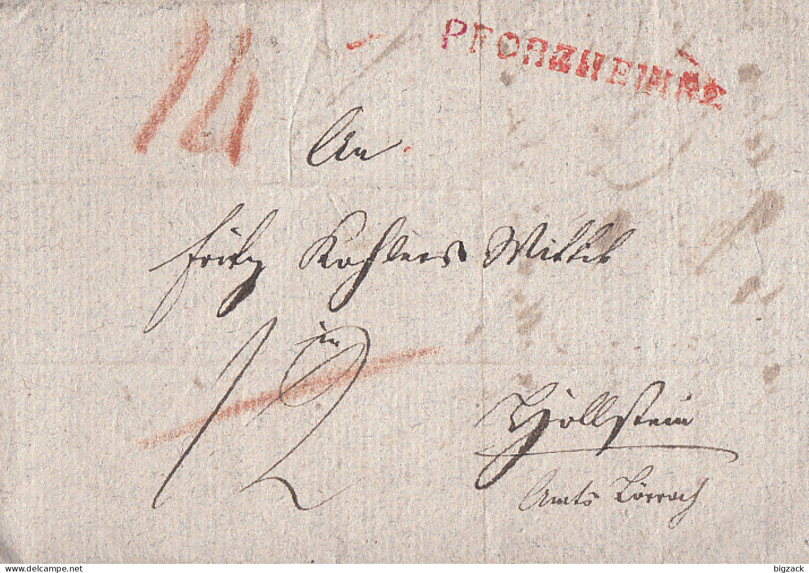Baden Brief Roter L1 Pforzheim R.2. Vom 22.3.1826 Mit Inhalt Ansehen !!!!!!!!!!! - Briefe U. Dokumente