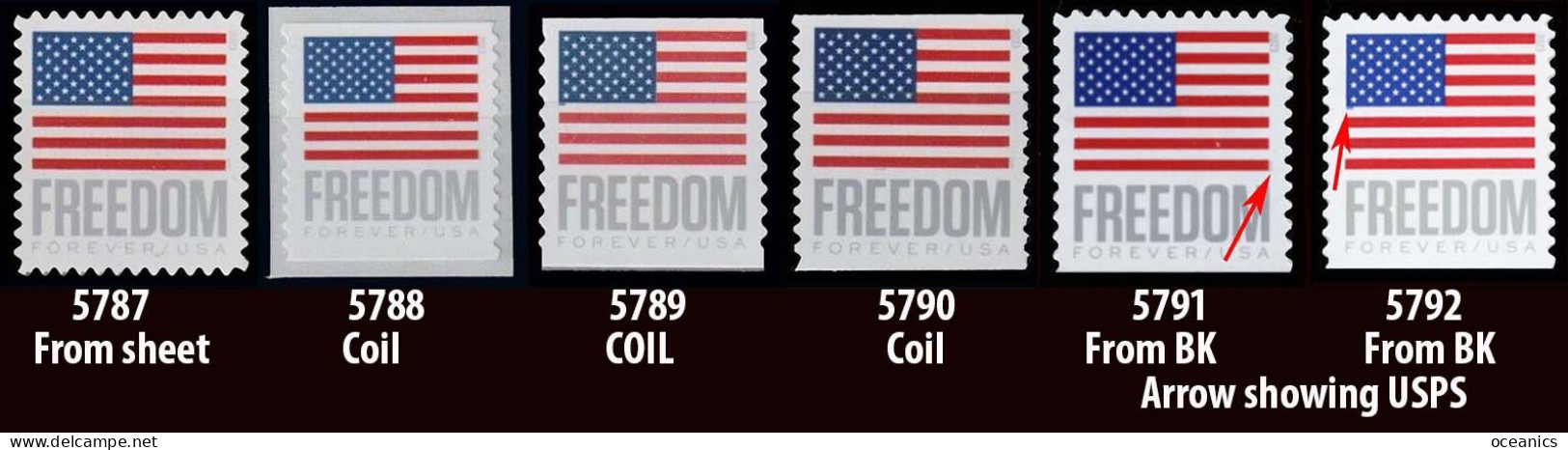 Etats-Unis / United States (Scott No.5787-92 - US Flags 2023) [**] Set Of 6 MNH From Sheet, Coil, Booklets - Neufs