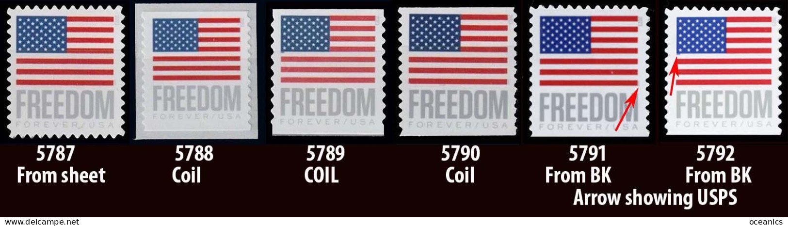 Etats-Unis / United States (Scott No.5787-92 - US Flags 2023) [**] Set Of 6 MNH From Sheet, Coil, Booklets - Unused Stamps