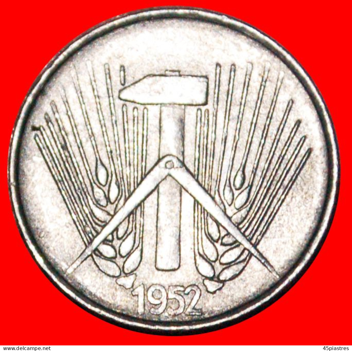 * HAMMER AND COMPASS (1952-1953): GERMANY  1 PFENNIG 1952A! LARGE "A"!  · LOW START! · NO RESERVE!!! - 1 Pfennig