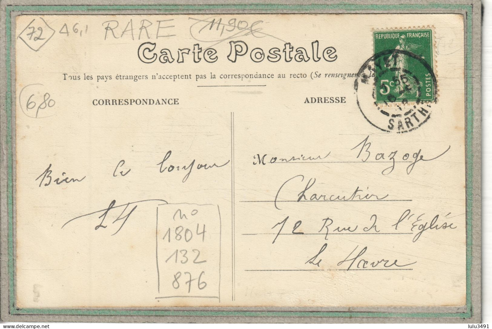 CPA (72) MAYET - Aspect Du Café De La Gare à L'entrée De La Ville En 1912 - Mayet