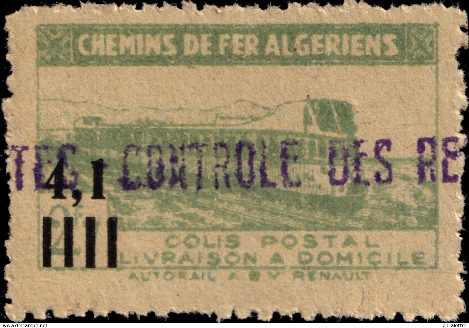 ALGÉRIE - 1944-45 - Colis-Postaux Yv.131 - 4,1 Sur 2f7 Vert - Neuf** - Paketmarken