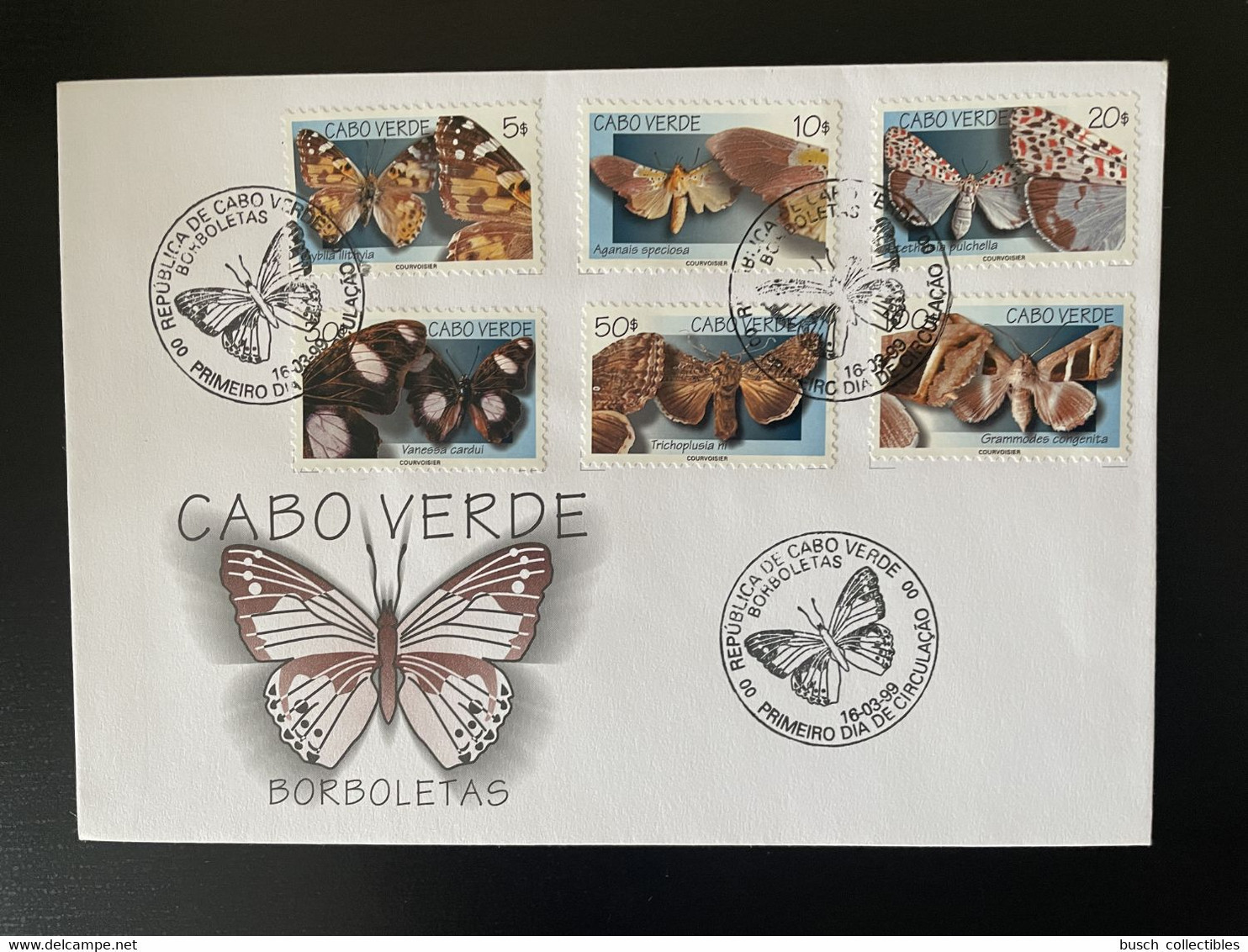 Cape Verde Cabo Verde 1999 Mi. 753 - 758 FDC Papillons Borboletas Schmetterling Butterflies Insectes Insects Insekte - Vlinders